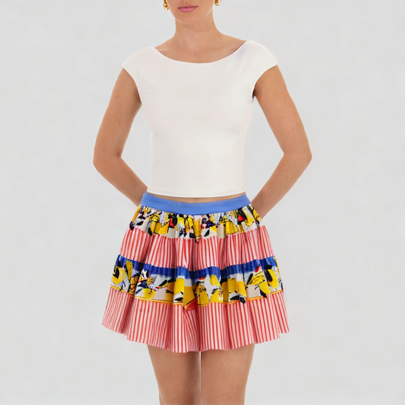 mid-waist-lemon-print-short-skirt