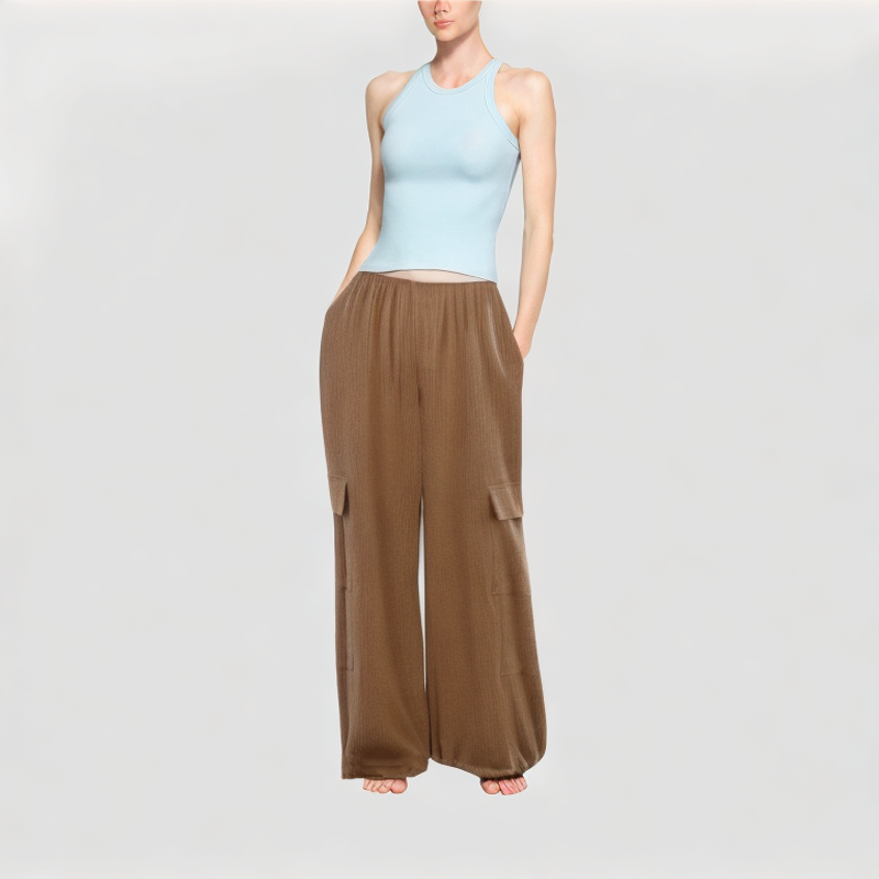 high-waisted-textured-casual-pants